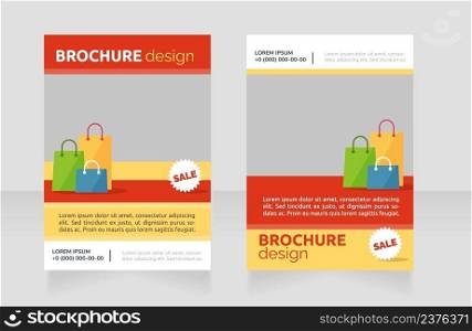Clothes sales online blank brochure design. Template set with copy space for text. Premade corporate reports collection. Editable 2 paper pages. Ubuntu Bold, Raleway Regular fonts used. Clothes sales online blank brochure design