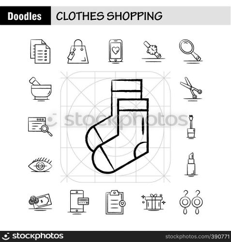 Clothes Shopping Hand Drawn Icon for Web, Print and Mobile UX/UI Kit. Such as: File, Sale, Shopping, Rate, Shopping, Hand Bag, Tag, Pictogram Pack. - Vector