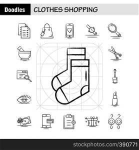 Clothes Shopping Hand Drawn Icon for Web, Print and Mobile UX/UI Kit. Such as: File, Sale, Shopping, Rate, Shopping, Hand Bag, Tag, Pictogram Pack. - Vector