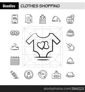 Clothes Shopping Hand Drawn Icon for Web, Print and Mobile UX/UI Kit. Such as: Mobile, Online, Shopping, Under Wear, File, Dollar, Beauty, Pictogram Pack. - Vector