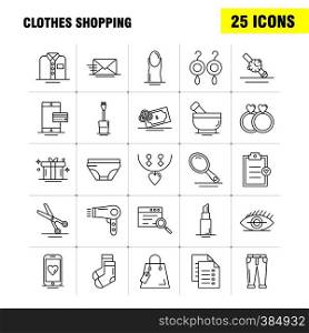 Clothes Shopping Line Icon for Web, Print and Mobile UX/UI Kit. Such as: File, Sale, Shopping, Rate, Shopping, Hand Bag, Tag, Pictogram Pack. - Vector