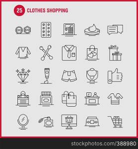Clothes Shopping Line Icon for Web, Print and Mobile UX/UI Kit. Such as: Shirt, Clothes, Fold, Folding, Dress, Beauty, Cosmetic, Cream, Pictogram Pack. - Vector
