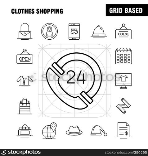 Clothes Shopping Line Icon for Web, Print and Mobile UX/UI Kit. Such as: Mobile, Online, Shopping, Under Wear, File, Dollar, Beauty, Pictogram Pack. - Vector