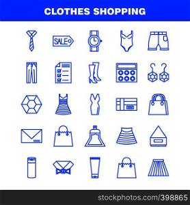 Clothes Shopping Line Icons Set For Infographics, Mobile UX/UI Kit And Print Design. Include: Dress, Frock, Ladies, Garments, Coat, Suiting, Garments, Cloths, Eps 10 - Vector