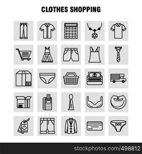 Clothes Shopping Line Icons Set For Infographics, Mobile UX/UI Kit And Print Design. Include: Belt, Cloths, Holding Belt, Leather Belt, Credit Card, Eps 10 - Vector