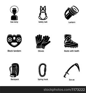 Clothing for hike icons set. Simple set of 9 clothing for hike vector icons for web isolated on white background. Clothing for hike icons set, simple style
