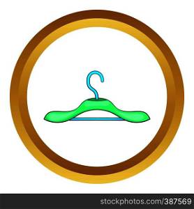 Clothing hanger vector icon in golden circle, cartoon style isolated on white background. Clothing hanger vector icon