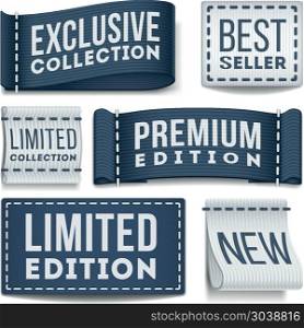 Clothing labels vector set. Clothing labels vector set. Tag label for clothing, illustration of sewn label