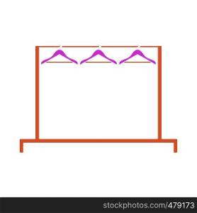 Clothing Rail With Hangers Icon. Flat Color Design. Vector Illustration.