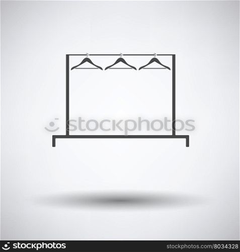 Clothing rail with hangers icon on gray background, round shadow. Vector illustration.