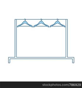 Clothing Rail With Hangers Icon. Thin Line With Blue Fill Design. Vector Illustration.