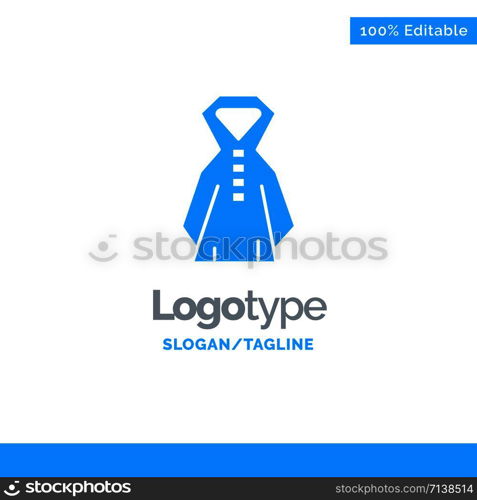 Clothing, Rain, Rainy Blue Solid Logo Template. Place for Tagline