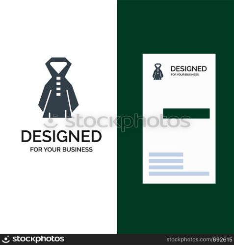 Clothing, Rain, Rainy Grey Logo Design and Business Card Template