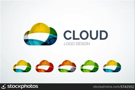 Cloud abstract logo design made of color pieces - various geometric shapes