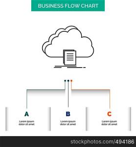 cloud, access, document, file, download Business Flow Chart Design with 3 Steps. Line Icon For Presentation Background Template Place for text. Vector EPS10 Abstract Template background