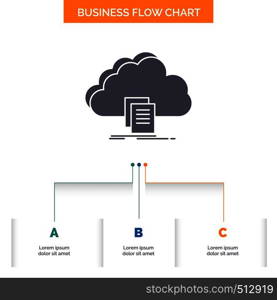 cloud, access, document, file, download Business Flow Chart Design with 3 Steps. Glyph Icon For Presentation Background Template Place for text.. Vector EPS10 Abstract Template background