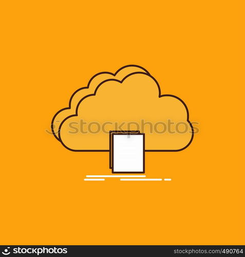 cloud, access, document, file, download Flat Line Filled Icon. Beautiful Logo button over yellow background for UI and UX, website or mobile application. Vector EPS10 Abstract Template background