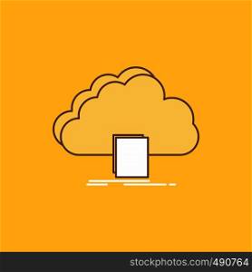cloud, access, document, file, download Flat Line Filled Icon. Beautiful Logo button over yellow background for UI and UX, website or mobile application. Vector EPS10 Abstract Template background