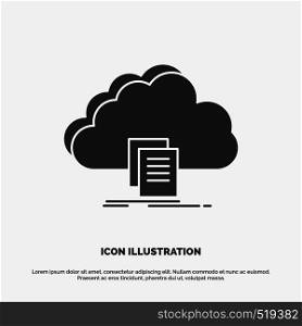 cloud, access, document, file, download Icon. glyph vector gray symbol for UI and UX, website or mobile application. Vector EPS10 Abstract Template background