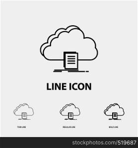 cloud, access, document, file, download Icon in Thin, Regular and Bold Line Style. Vector illustration. Vector EPS10 Abstract Template background