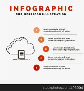 cloud, access, document, file, download Infographics Template for Website and Presentation. Line Gray icon with Orange infographic style vector illustration. Vector EPS10 Abstract Template background