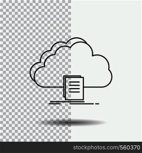 cloud, access, document, file, download Line Icon on Transparent Background. Black Icon Vector Illustration. Vector EPS10 Abstract Template background