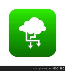 Cloud and arrows icon digital green for any design isolated on white vector illustration. Cloud and arrows icon digital green