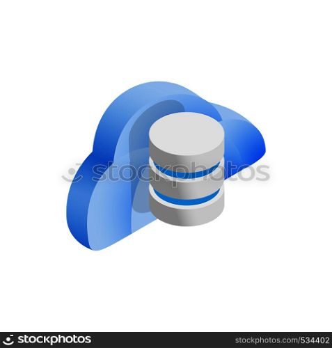 Cloud and data storage icon in isometric 3d style on a white background. Cloud and data storage icon, isometric 3d style