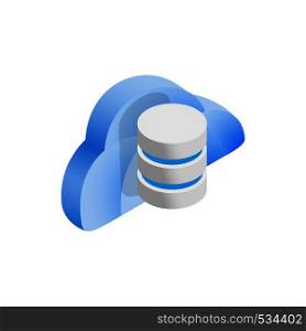 Cloud and data storage icon in isometric 3d style on a white background. Cloud and data storage icon, isometric 3d style