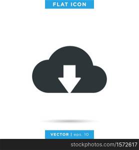 Cloud And Download Arrow Icon Vector Logo Template