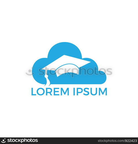 Cloud and Graduation Cap Logo design. Institutional and educational vector logo design.