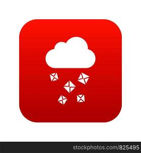 Cloud and hail icon digital red for any design isolated on white vector illustration. Cloud and hail icon digital red