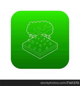Cloud and hail icon green vector isolated on white background. Cloud and hail icon green vector