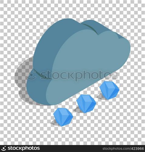 Cloud and hail isometric icon 3d on a transparent background vector illustration. Cloud and hail isometric icon