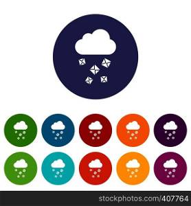 Cloud and hail set icons in different colors isolated on white background. Cloud and hail set icons