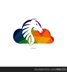 Cloud and horse logo design. Creative horse and cloud icon design.