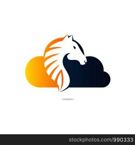 Cloud and horse logo design. Creative horse and cloud icon design.