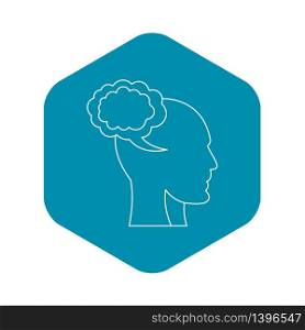 Cloud and human head icon. Outline illustration of cloud and human head vector icon for web. Cloud and human head icon, outline style