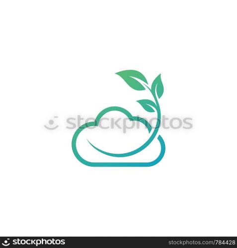 cloud and leaf logo template