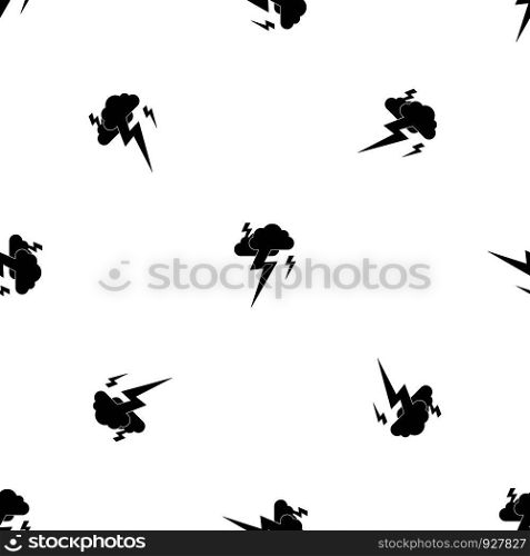 Cloud and lightning pattern repeat seamless in black color for any design. Vector geometric illustration. Cloud and lightning pattern seamless black