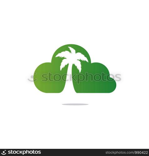 Cloud and Palm Tree Logo Design. Creative simple palm tree vector logo design