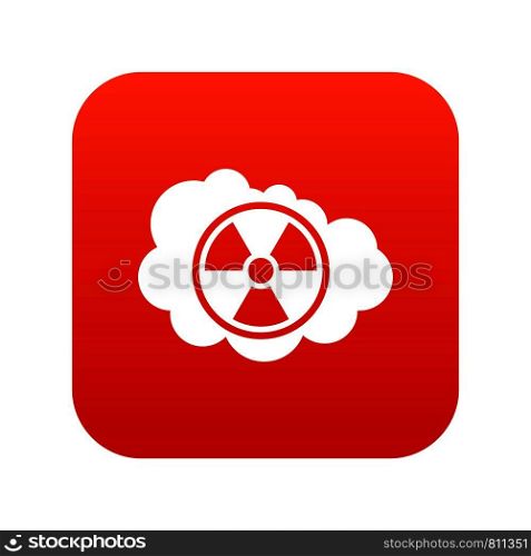 Cloud and radioactive sign icon digital red for any design isolated on white vector illustration. Cloud and radioactive sign icon digital red