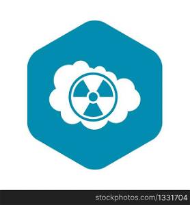 Cloud and radioactive sign icon in simple style isolated vector illustration. Cloud and radioactive sign icon, simple style