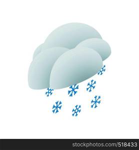 Cloud and snowflakes icon in isometric 3d style on a white background. Cloud and snowflakes icon, isometric 3d style