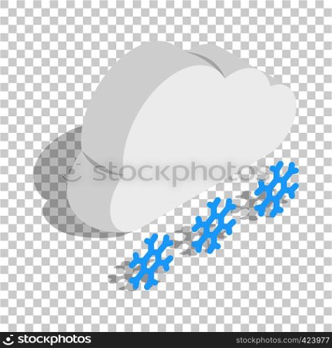Cloud and snowflakes isometric icon 3d on a transparent background vector illustration. Cloud and snowflakes isometric icon