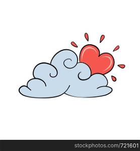 cloud and sun like heart for valentine day card design