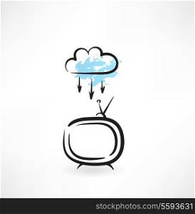 cloud and tv grunge icon