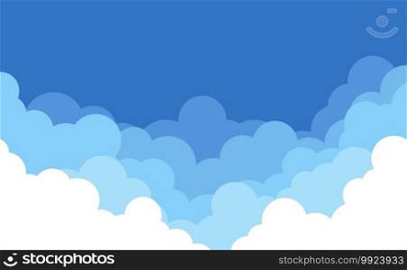Cloud are stacked in layers with blue sky flat design background landscape cartoon vector illustration.