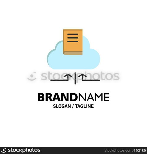 Cloud, Arrow, Book, Notebook Business Logo Template. Flat Color