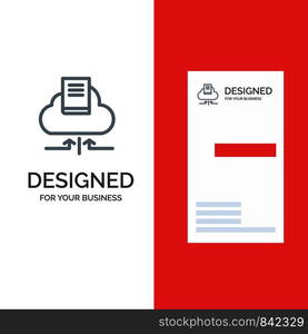 Cloud, Arrow, Book, Notebook Grey Logo Design and Business Card Template